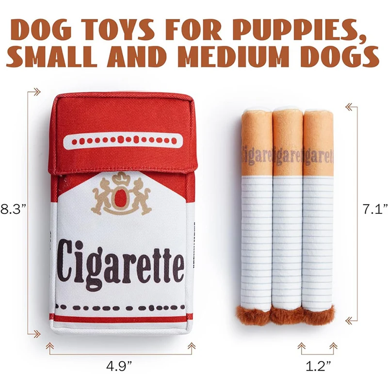 Creative Cigarette Interactive Giggles Dog Toys Funny Interactive Plush Dog Toys Funny Plush Chewing Toy Cigaret Box Pet Gifts 2