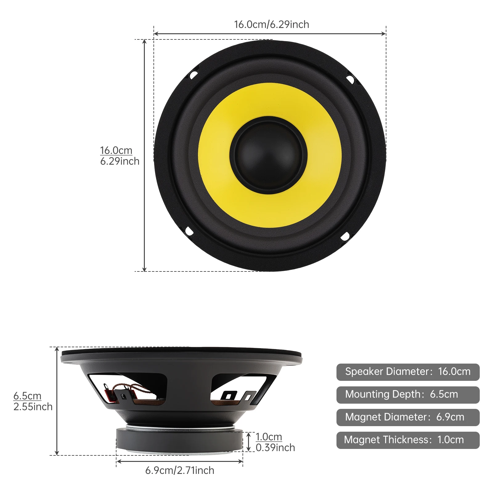 1 Piece 6 Inch Bass Loudspeaker Woofer Speaker Wide Frequency Response Car Audio Stereo Speakers for Car Audio / Home Theaters