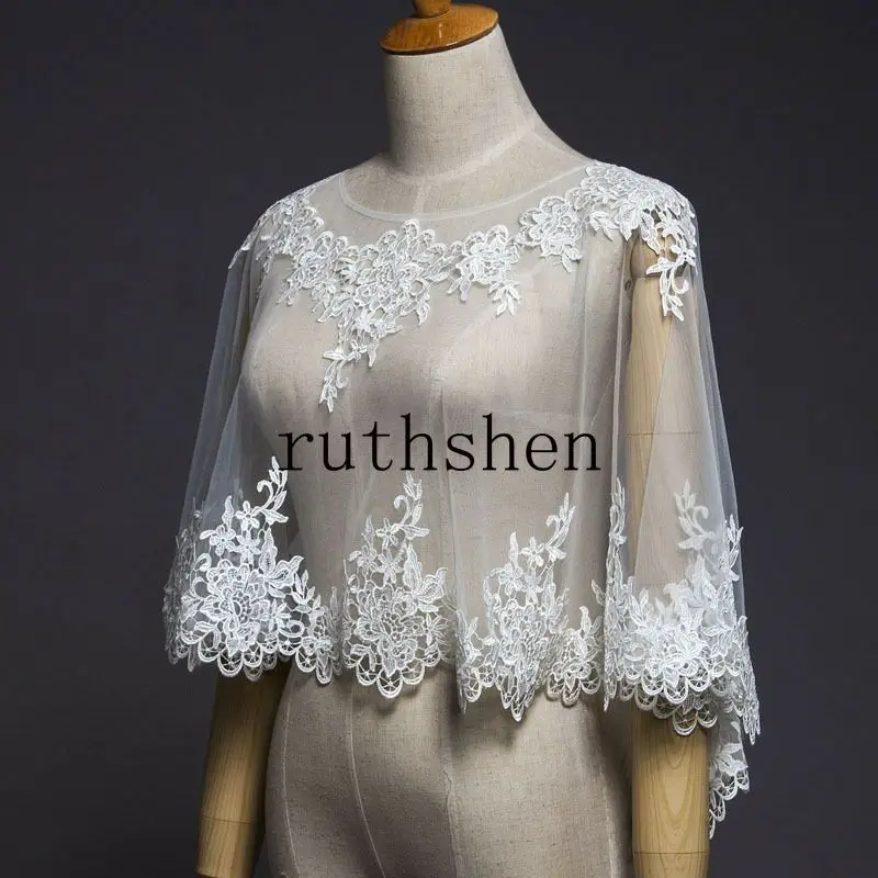 Vintage Wedding Bolero De Noiva  Bridal Ivory White Lace Sleeveless Wraps Cloak Shawl 웨딩액세서리 Customized