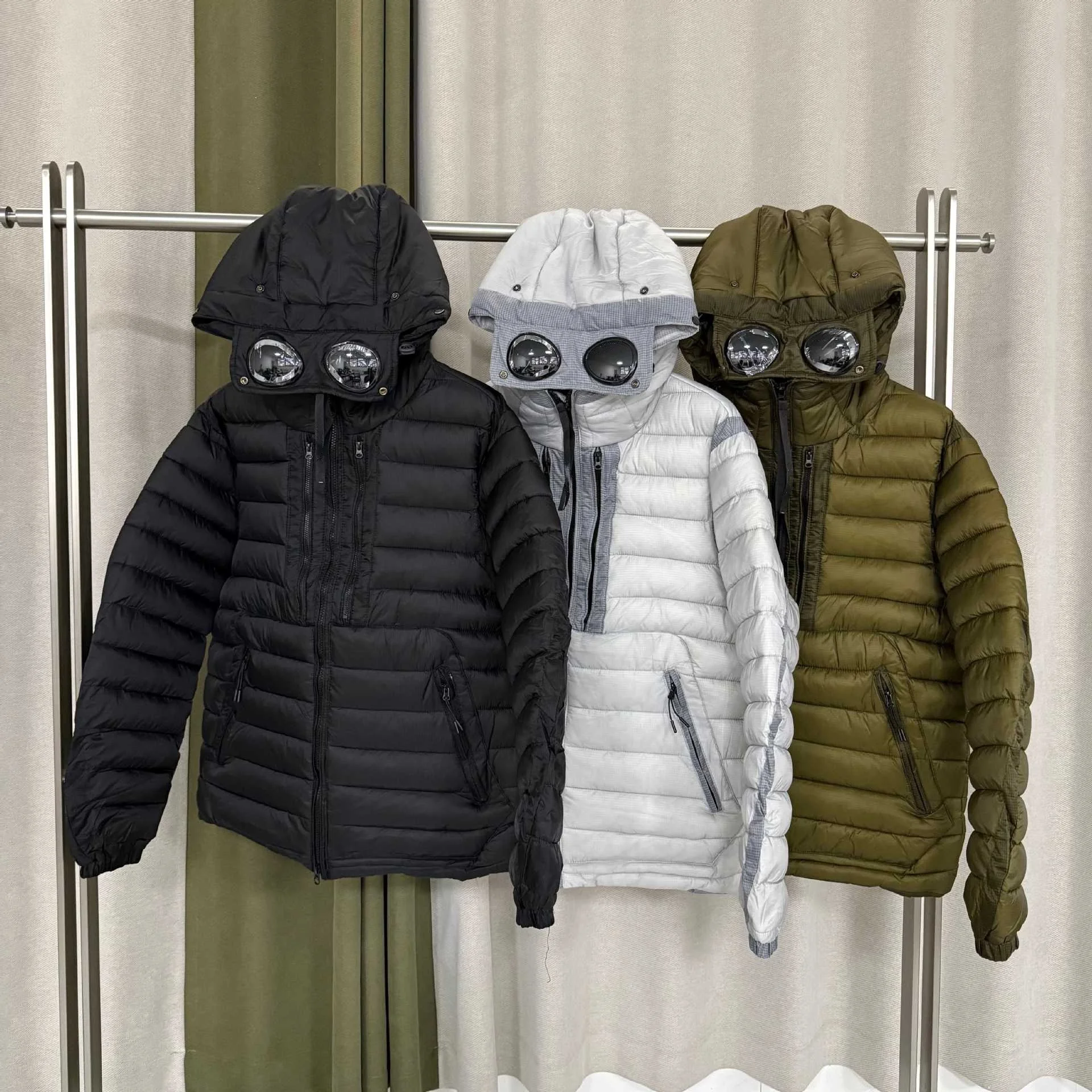 Lightweight Casual Winter Hat with Double Goggles American Style Thin Sewn Cotton Jacket Loose Basic Men's Polyester Fiber