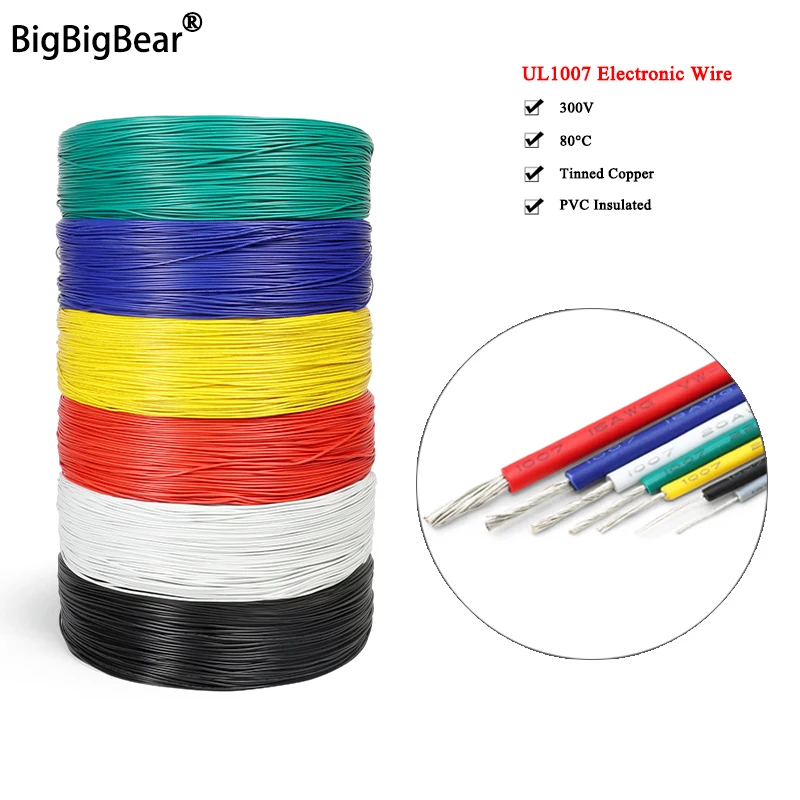 

5/10m Electronic Wire Tinned Copper PVC Insulated Cable 14AWG 16AWG 18AWG 20AWG 22AWG 24AWG 26AWG 28AWG 30AWG DIY UL1007 Line