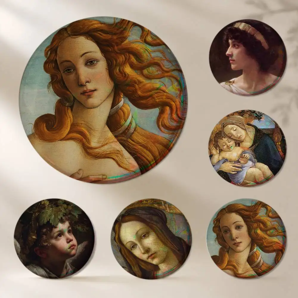 S-Sandro Botticelli Renaissance Brooches Cartoon Badge Pins Backpack Hat Accessories Friend Gift