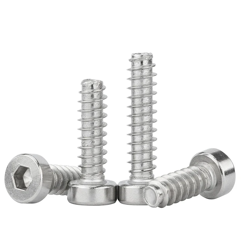 

5-200pcs M1.7~M6 304 Stainless Steel Thin Round Cylindrical Head Hexagonal Self Tapping Flat Tail Screw