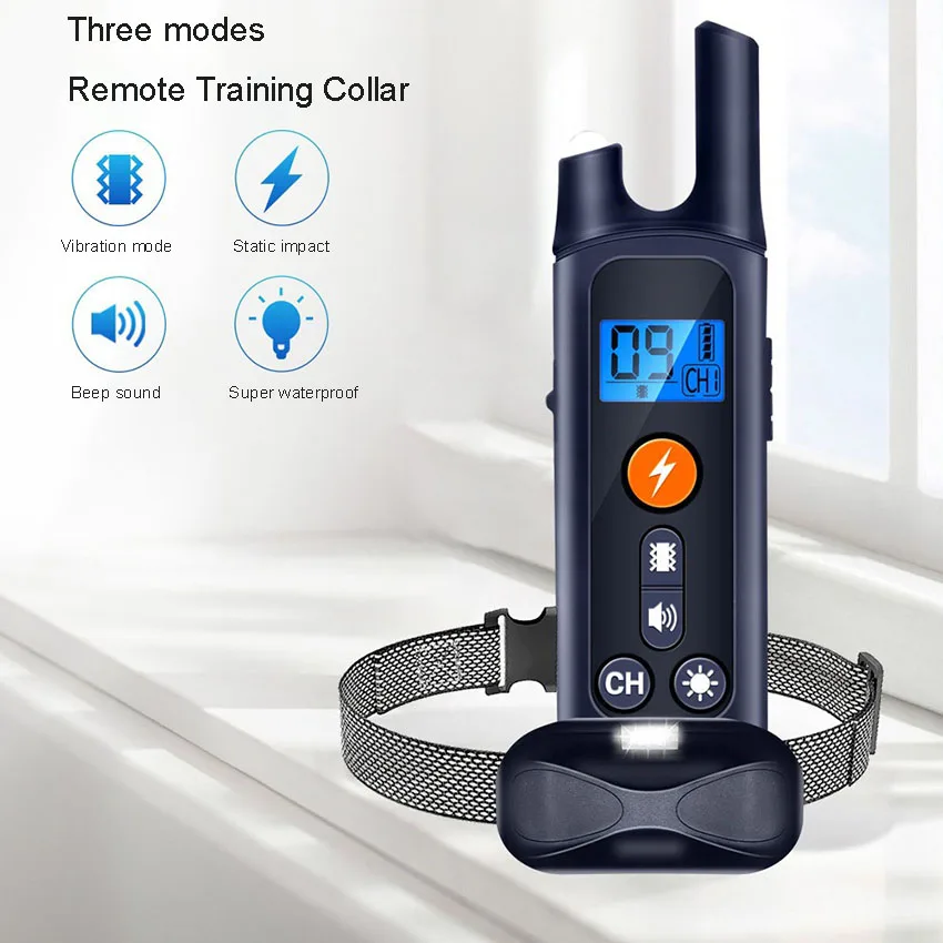 Intelligent Dog Barking Stopper Remote Electric Shock Pet Collar Electronic Dog Trainer Rechargeable 1000m