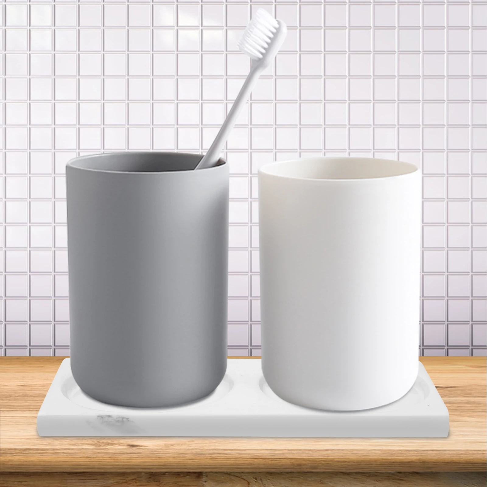 

Resin Coaster Tray Bathroom Cup Holder Vanity Accessories Marble Serving Trays Counter Decor Storage ganization