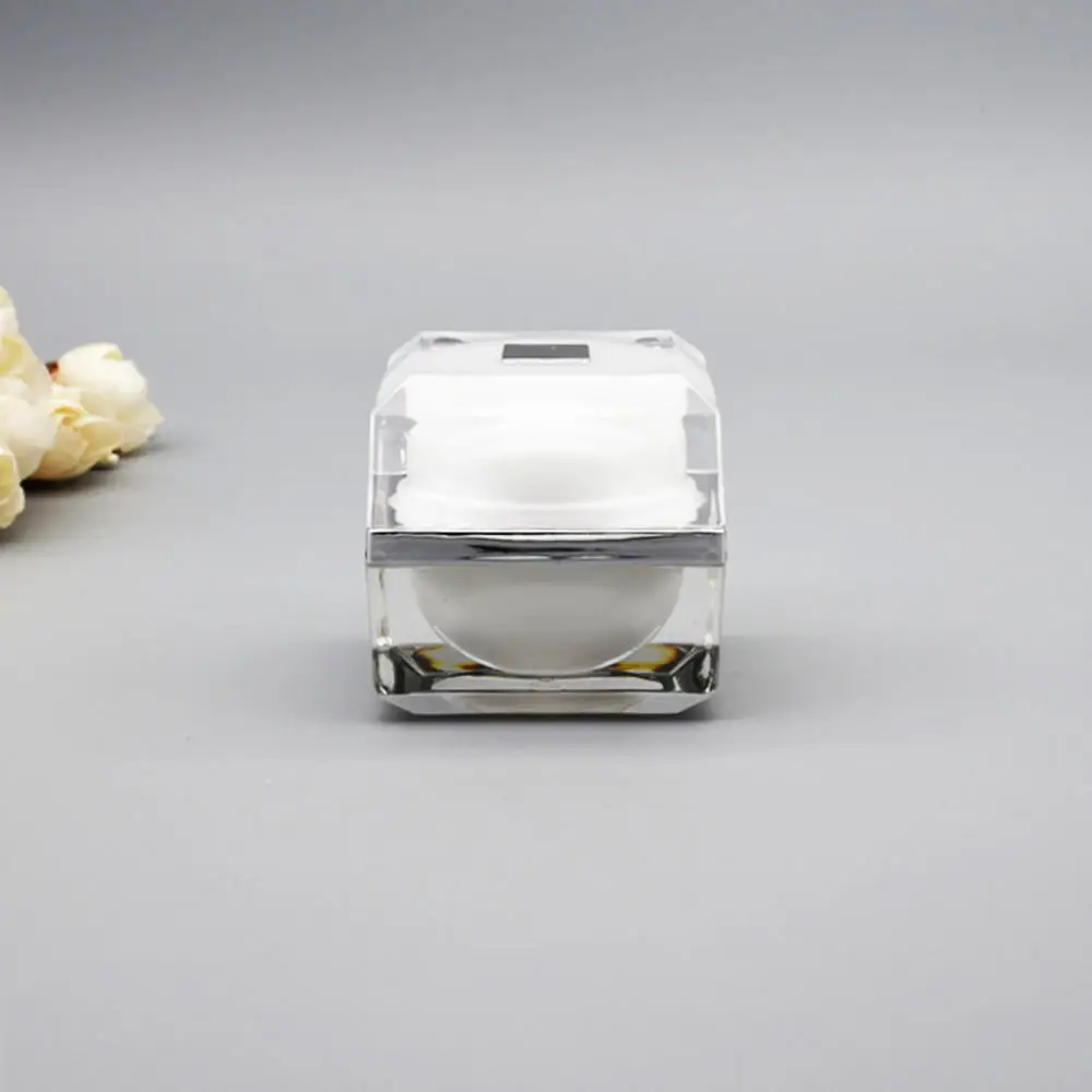 10g Acrylic Face Cream Bottle Transparent Square Cosmetics Refillable Bottles Empty Cream Jar Dispenser