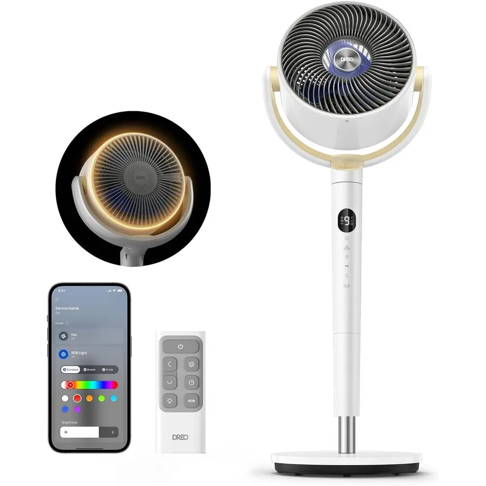 

Smart an or Bedroom, 120° +120° Omni-Directional Oscillating ans, 100t Quiet Pedestal an with RGB Light, 9 Speeds, 6 es, 20dB, 8