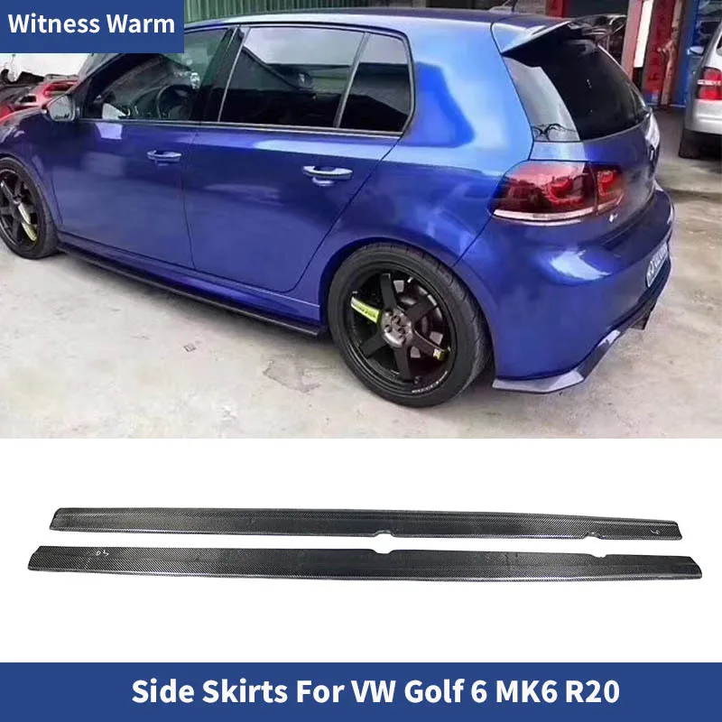 Carbon Fiber Car Side Skirts Aprons Body Kits for Volkswagen Golf 6 Mk6 R20 2010-2013 Car Sticker Spoiler