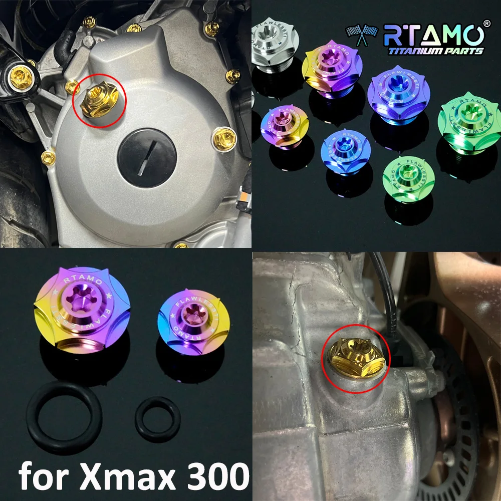 

RTAMO Gr5 Titanium Bolts Set Engine Oil Bolt Gear Oil Bolt fit for Yamaha Xmax300