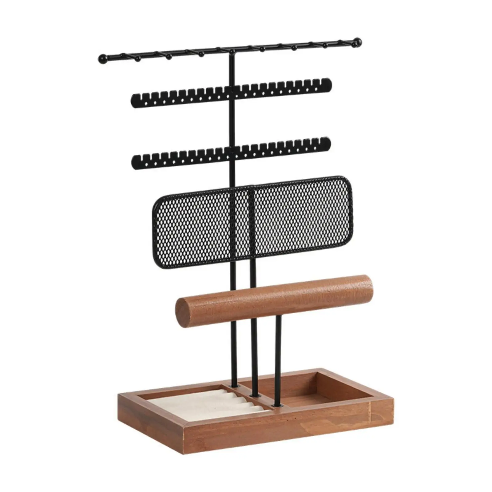 Jewelry Display Stand Tabletop Jewelry Holder with Tray Multi-Functional Earring Organizer Stand for Women, Girls, Vanity,