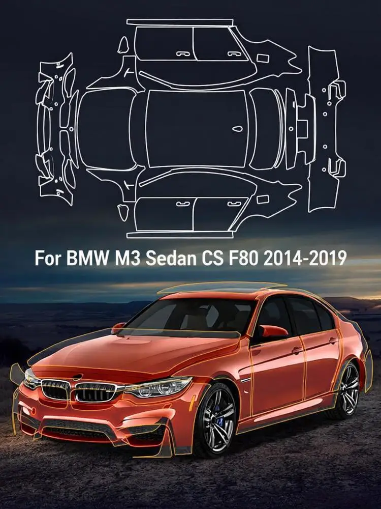 

8.5Mil TPU Bumper Paint Protection Film For BMW M3 Sedan CS F80 2014-2019 Pre-cut PPF Kit Clear Bra Body Anti-Scratch Resistant