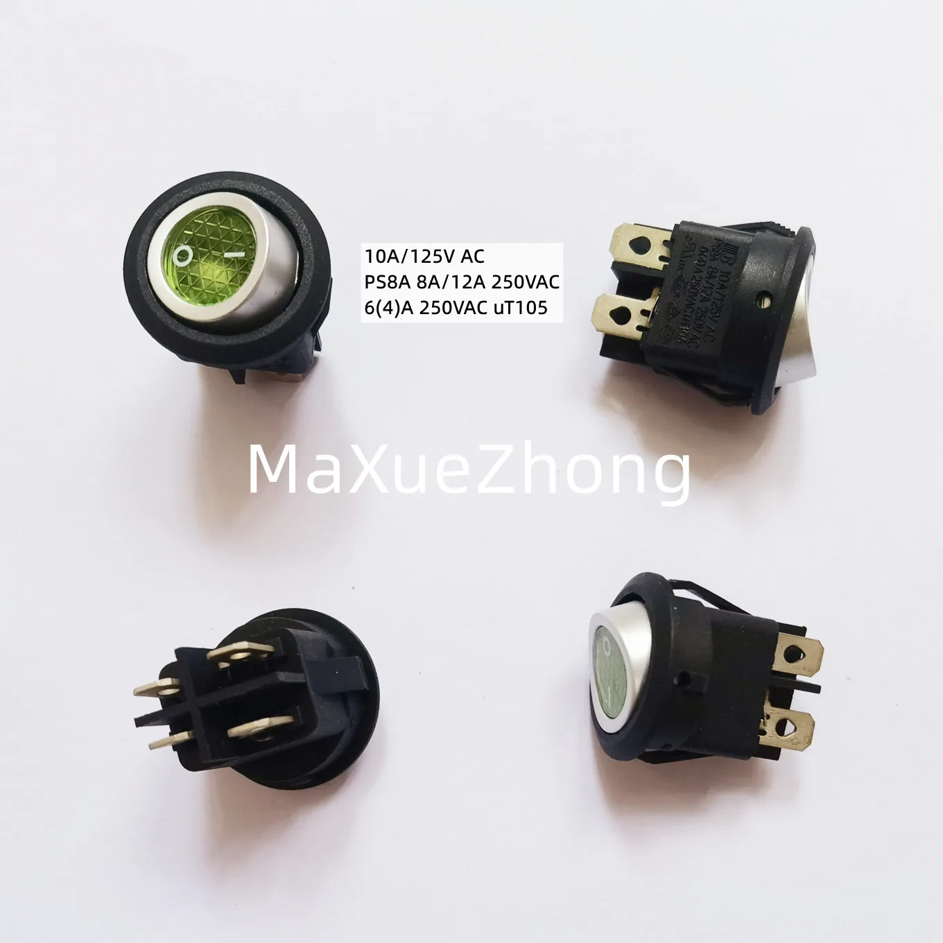 

Original new 100% PS8A circular rocker switch with indicator light seesaw 4pin 220V power switch