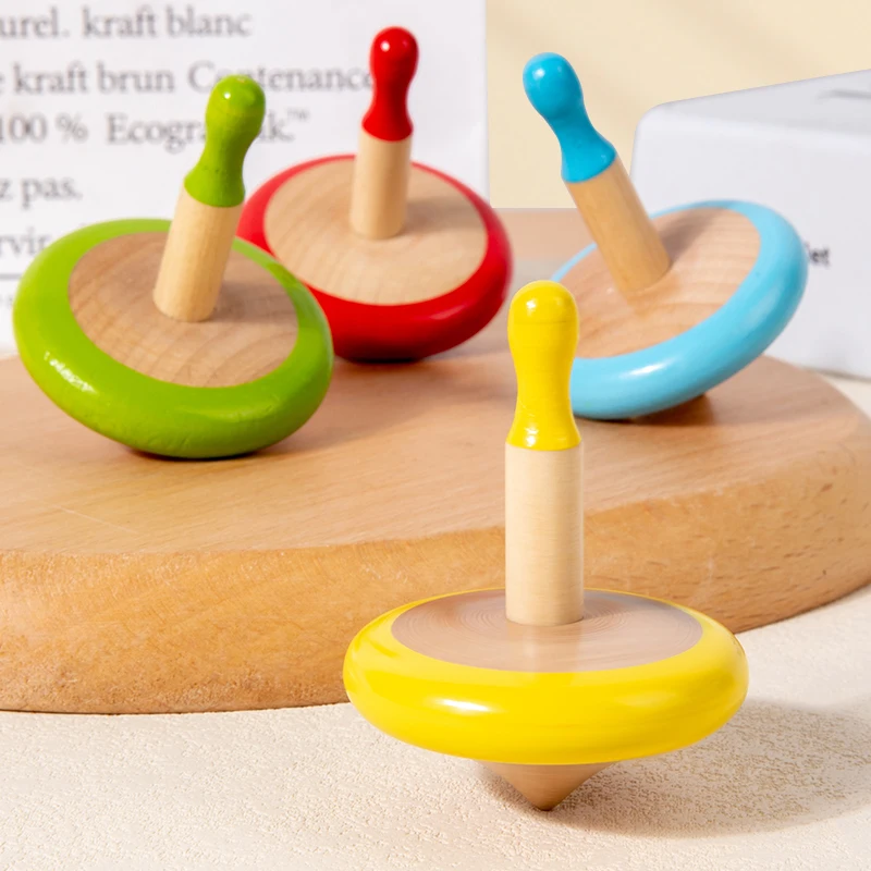 ไม้ Spinning Top ชุดของเล่นที่มีสีสันหมุน Gyro ของเล่นเด็ก Early Education ของขวัญวันเกิด Desktop Spinning Top