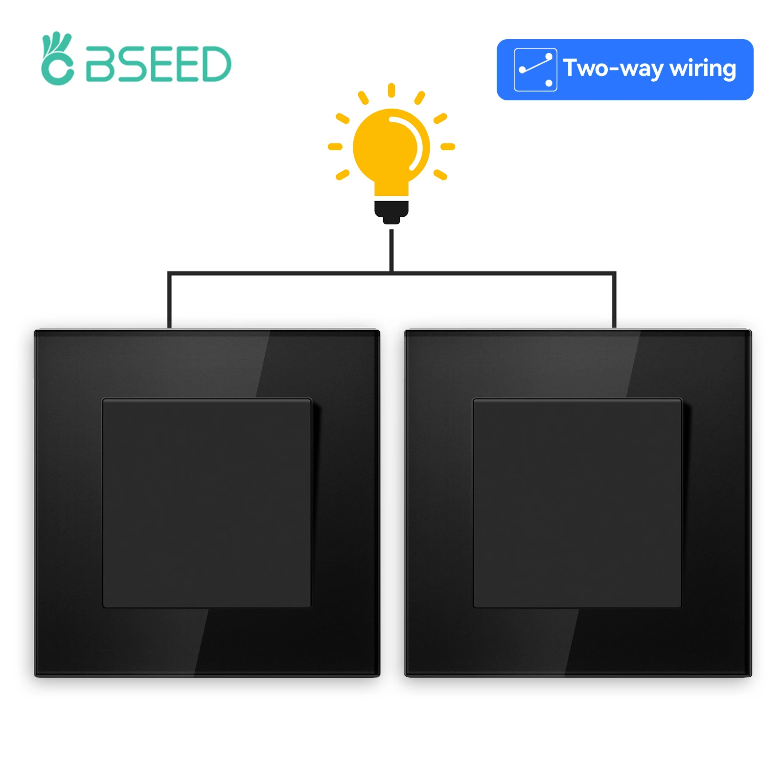 BSEED E-Serie 1Gang/2Gang 2Way Mechanische Knop Lichtschakelaar Glazen Frame Wandlamp schakelaar Aan Uit Voor Trappen Hal Gang