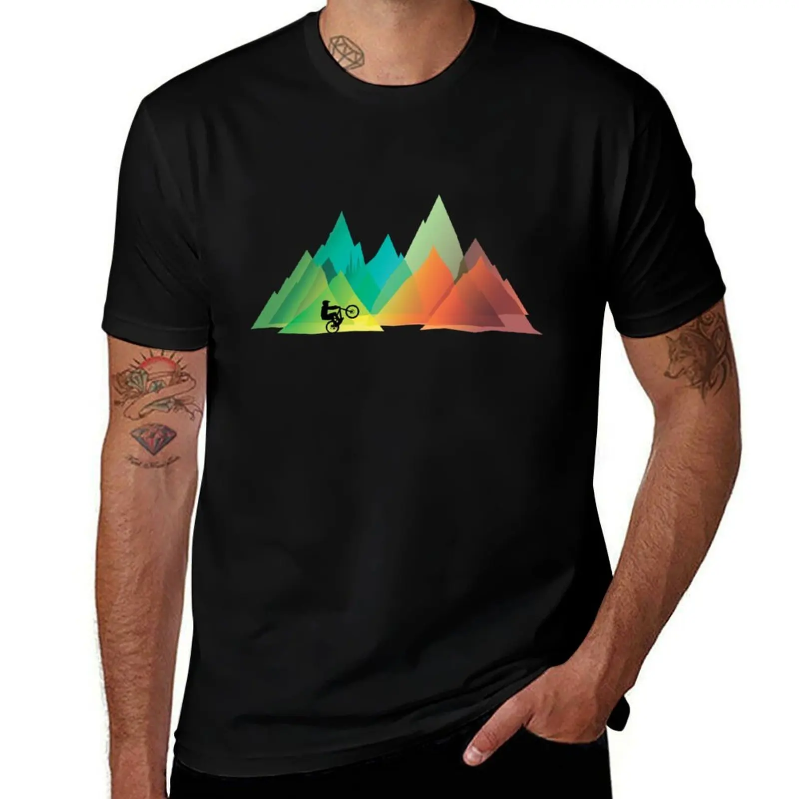 MTB Mountains COlors T-Shirt Independence Day Short Sleeve T-Shirt
