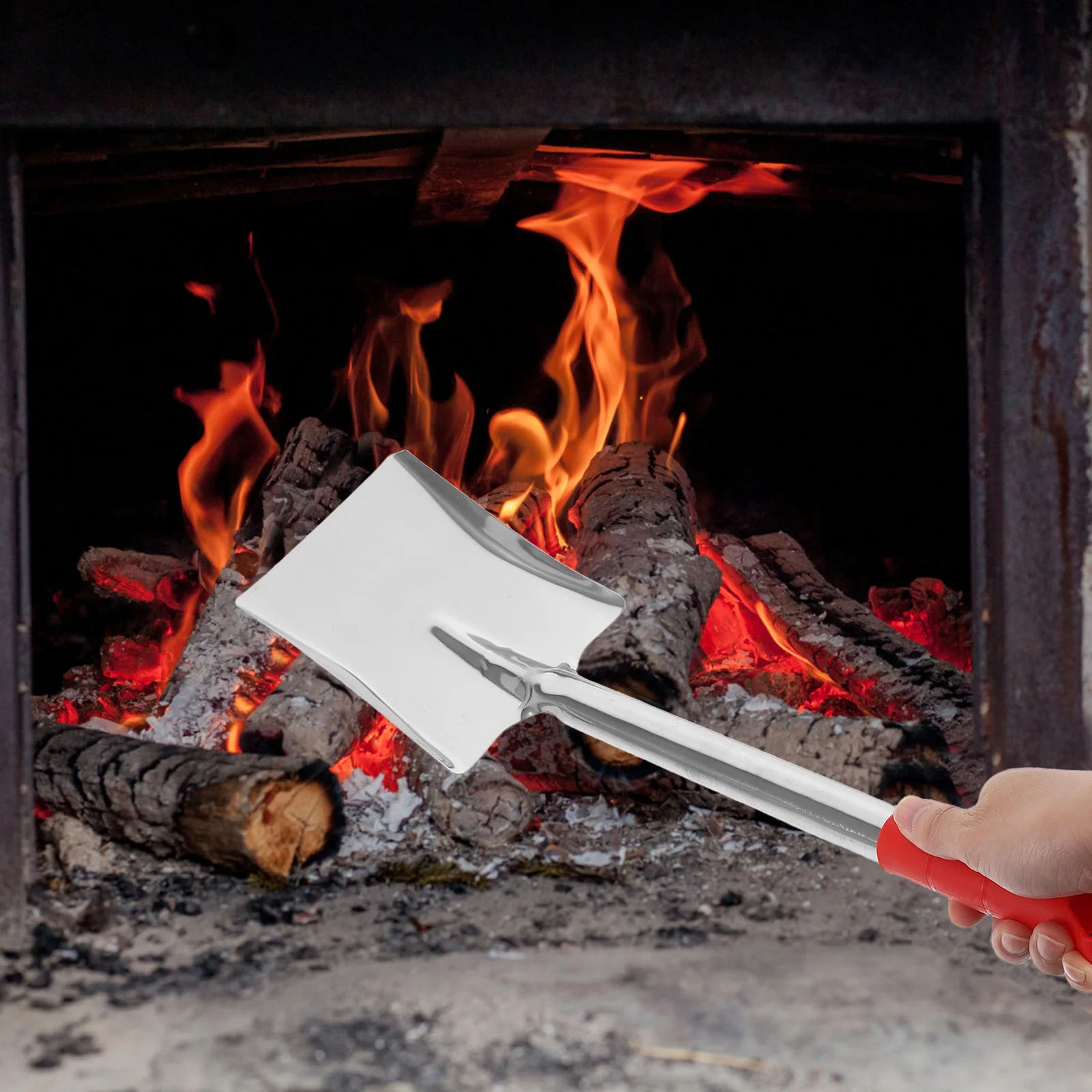 الموقد الرماد مجرفة الفحم أداة مع مقبض مريح شواء الفحم مغرفة حفرة النار أدوات حديقة التربة حفر الرماد مجرفة #5