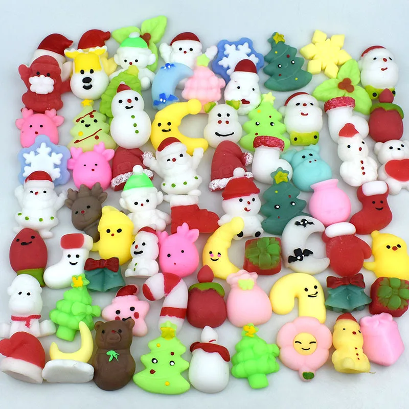 Christmas Adult Santa Claus Snowman Stocking Squishy Fidget Toys Mini Mochi Party Favors Tress Relief Toys