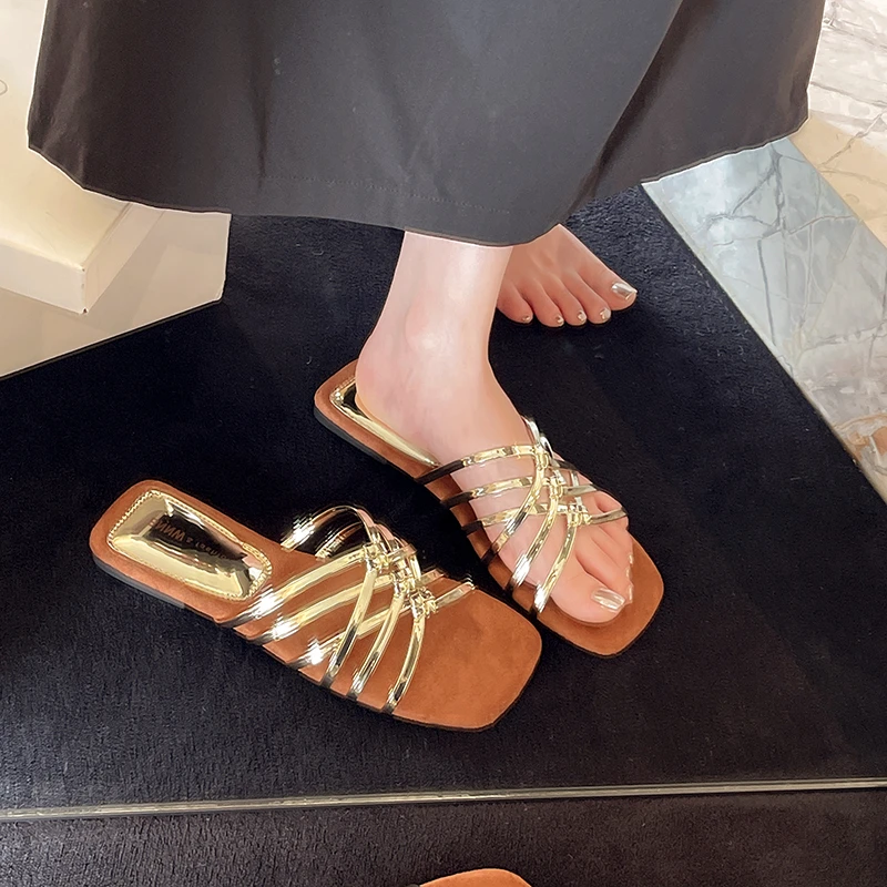 Retro Niedrigabsatz Geflochtene Open-Toe Pantoffeln Damen Xia 2026 Neue Weichsohlen-Slip-Sandalen