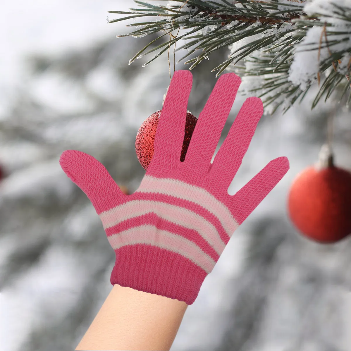 

6Pairs Children Knitted Gloves Kids Warm Mittens Full Finger Winter Warm Gloves Outdoor Protective for Boys Girls Age 2-5