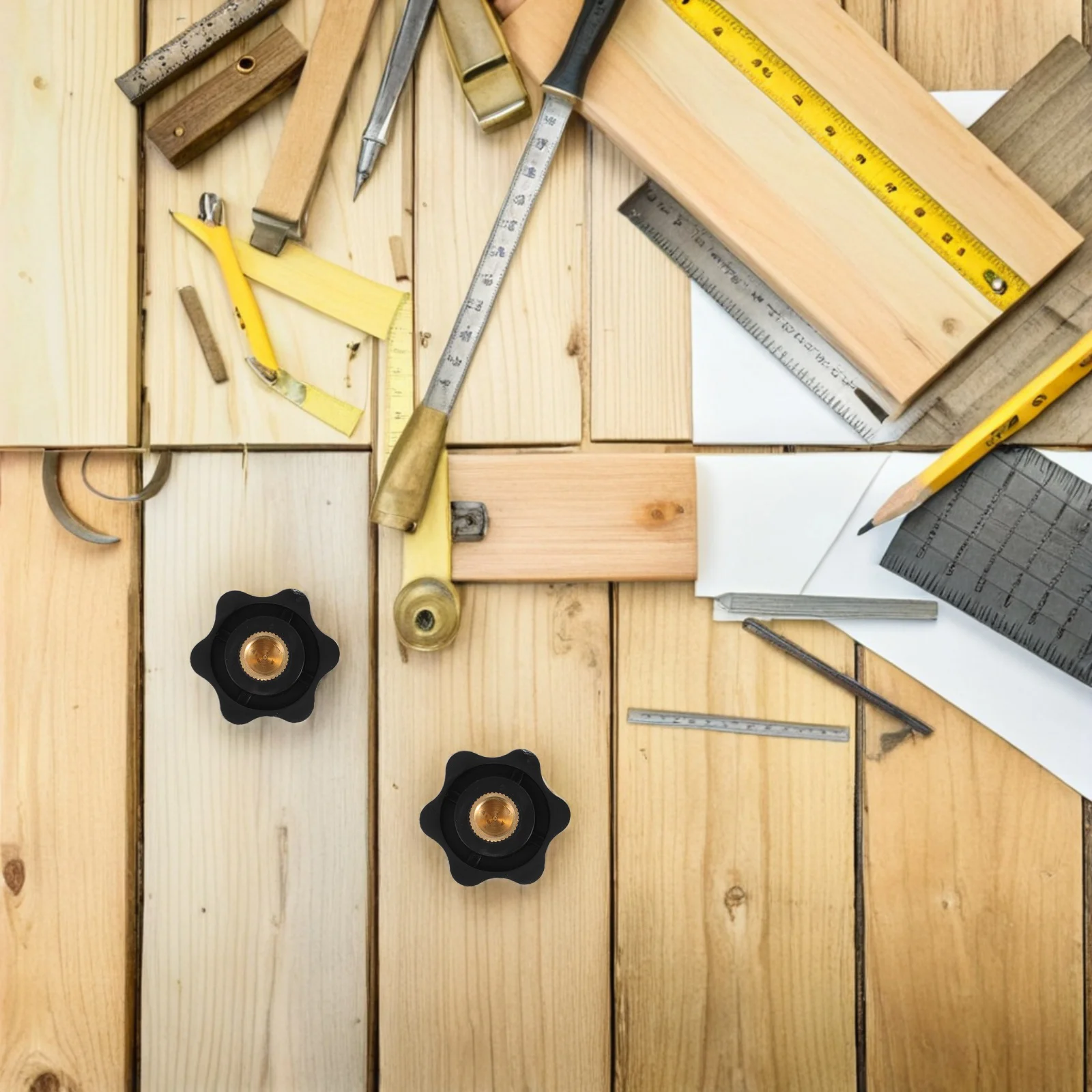 8 шт., ручка со звездой, цветочная ручка с резьбой, прочный полый вал, гайка, черный пластиковый чехол для мебели, станков, автомобилей