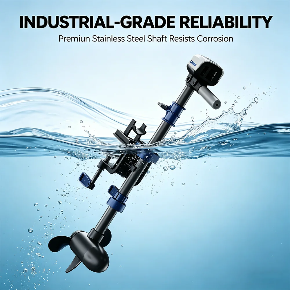 High Efficiency 12V 20lbs 2 Blade Propeller Transom Mount Folding Handle Electric Trolling Outboard Motor For Goboat