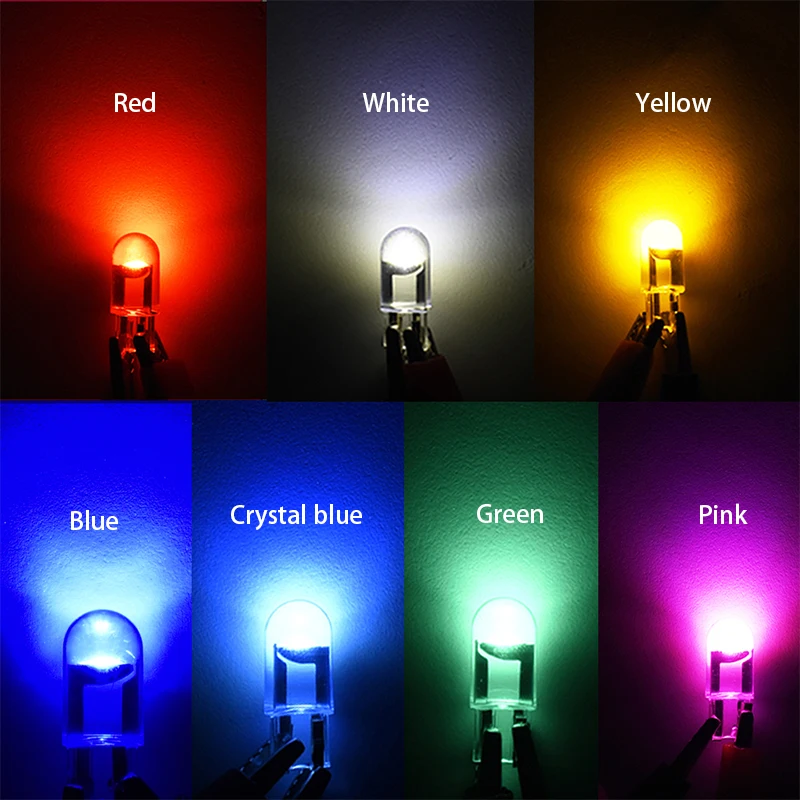 10X LED Signal Light 5W5 LED Bulb T10 12V COB Glass 6000K Auto Clearance Wedge Side Reverse No Error Lamps Interior Dome Lights