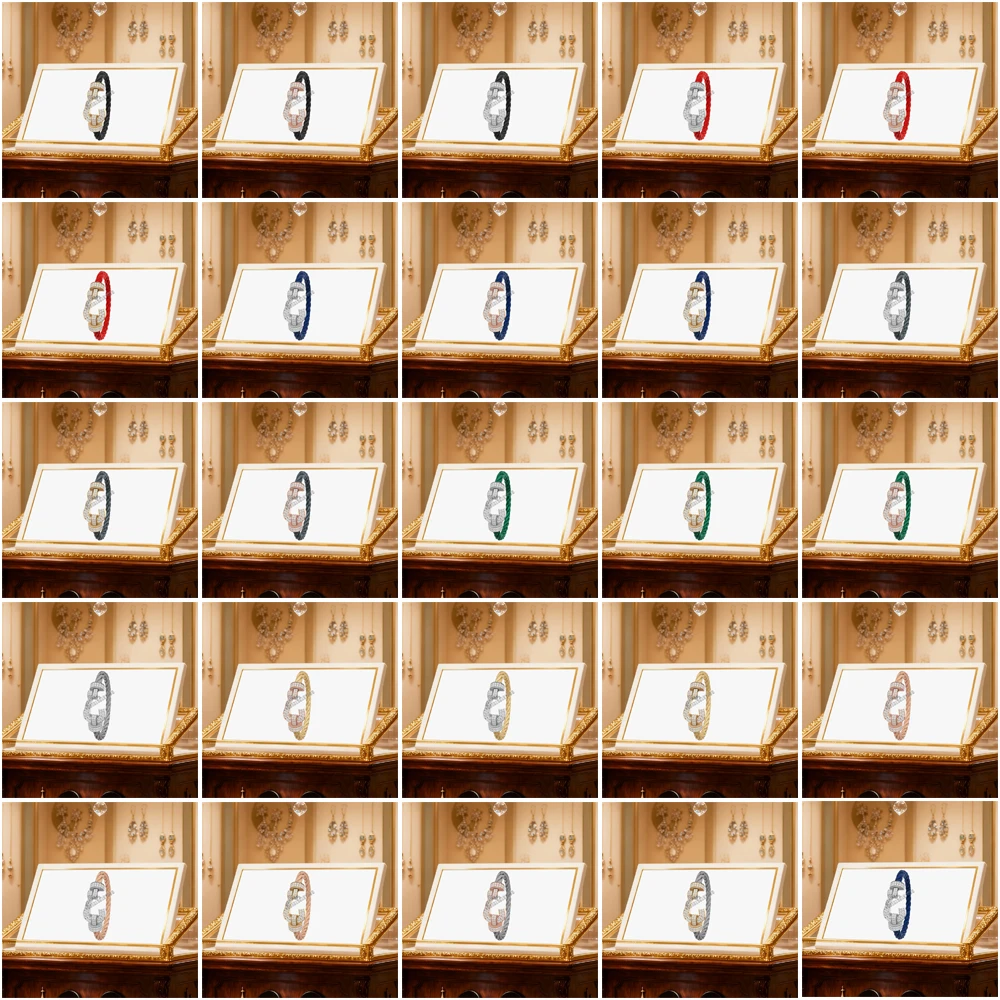 

Gryan 2025 New 925 Silver Black Nylon Full Zircon XL Horseshoe Bracelet Female Daily Wear Party Gifts Luxurious Couple Jewelry