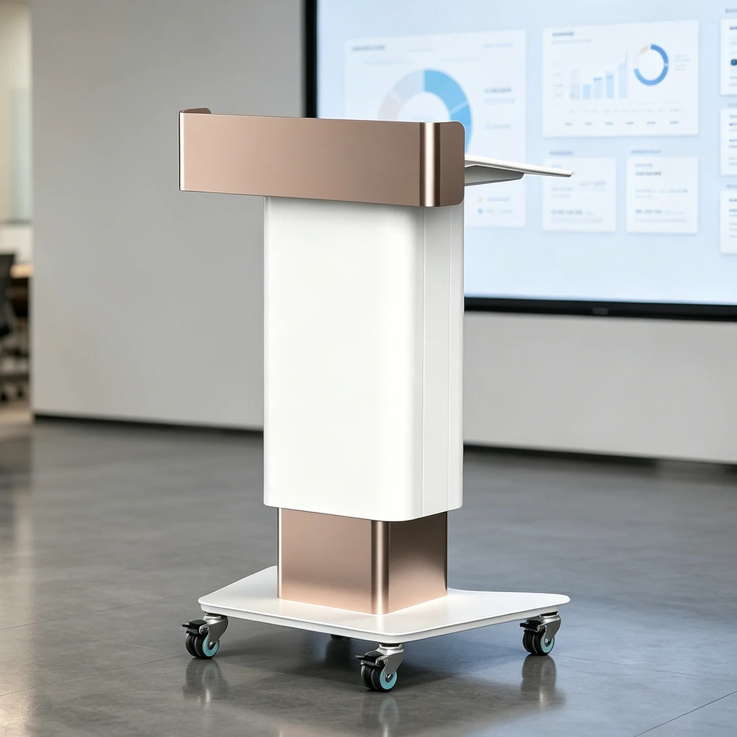Electric Lifting Podium Movable Presiding Desk Modern Hotel Meeting Room Speaking Desk Business Welcome Podium