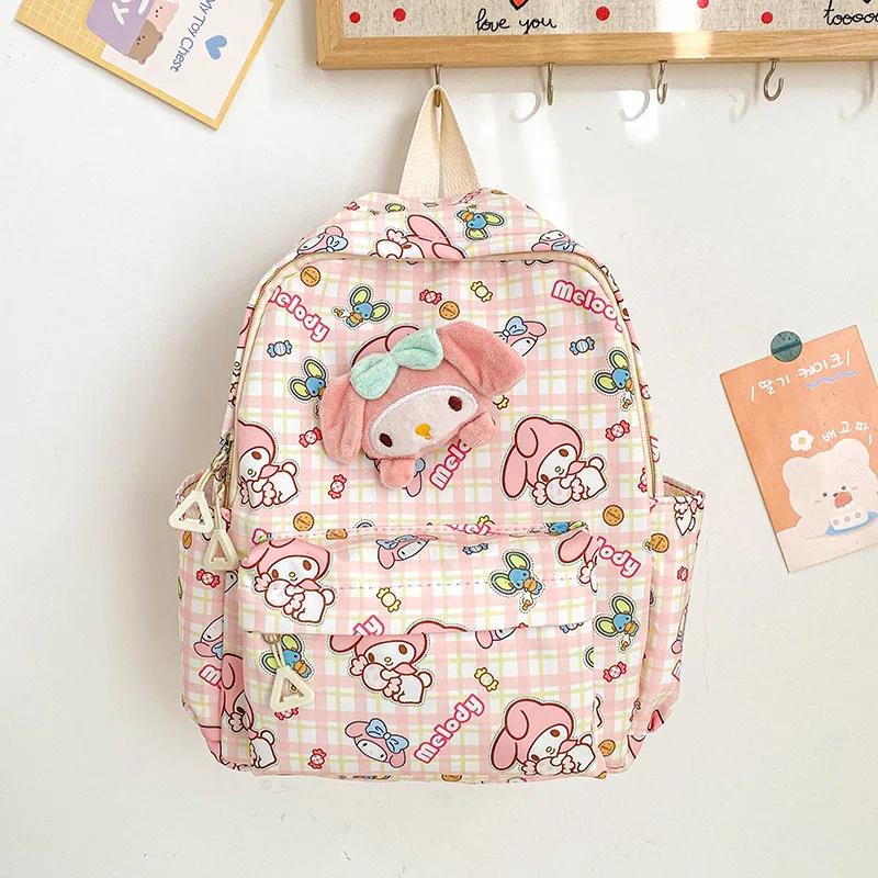 Imagem -03 - Sanrio Cartoon Schoolbag para Crianças Hellokitty Kuromi Pachacco Cinnamoroll Mochila Jardim de Infância Material Escolar Estudantil