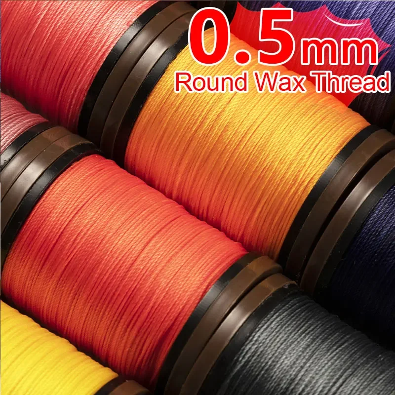 0.5mm Strong Leather Sewing Waxed Thread Round Polyester Cord Rope String Solid for Jewelry Weave Braided Bracelets DIY Craft