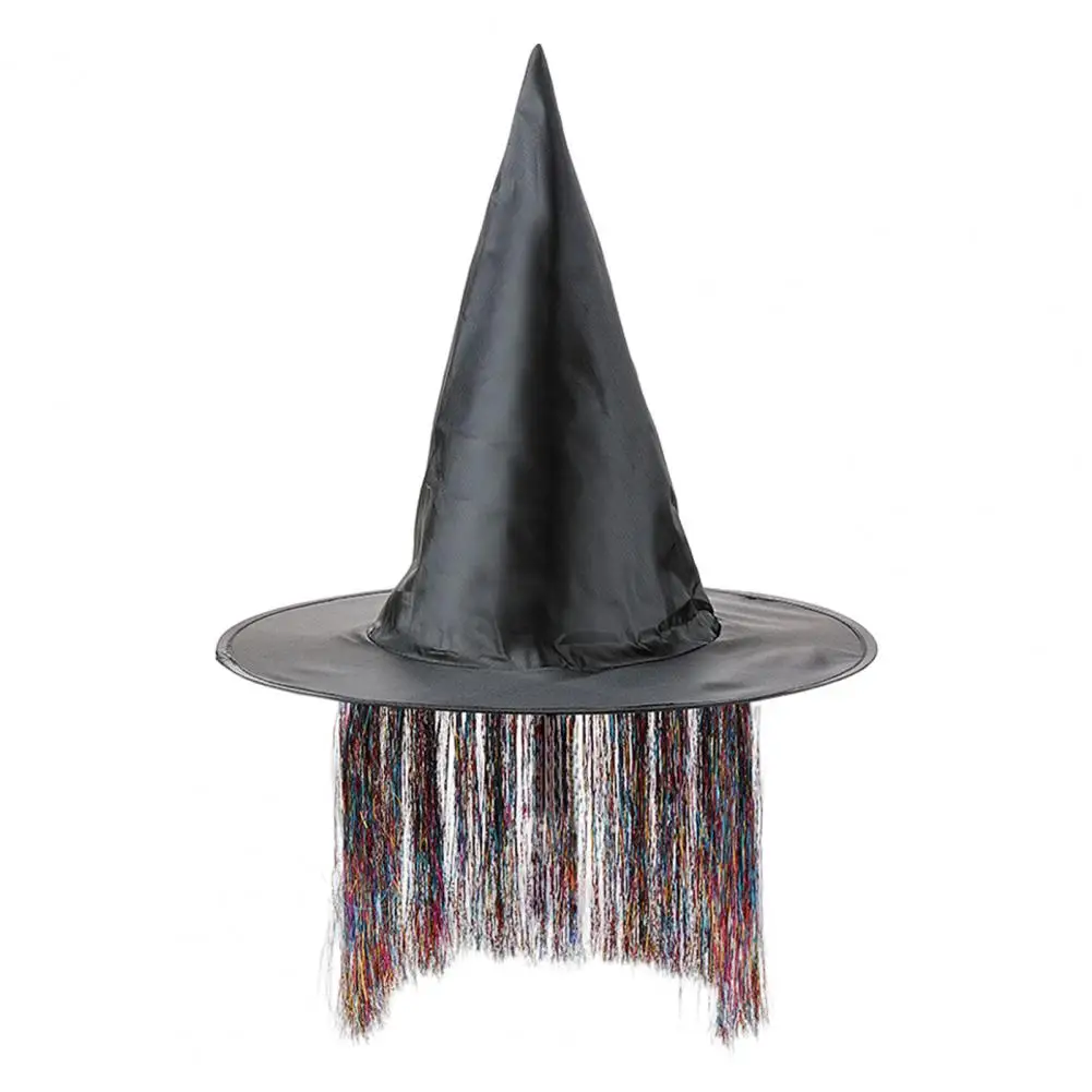 قبعة ساحرة ناعمة قابلة للتنفس قبعة ساحرة داكنة غامضة مع زخرفة شرابة للنساء من قماش أكسفورد للحفلات التنكرية #6