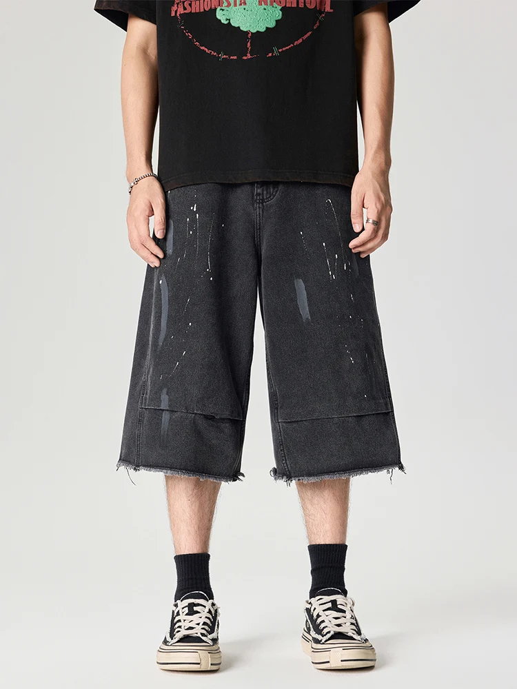 

UKTK винтажные мужские свободные прямые повседневные джинсы со средней талией из смеси хлопка и полиэстера, летняя одежда