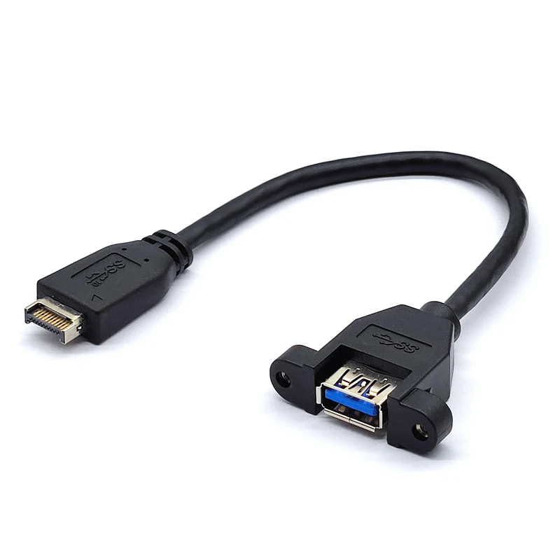 USB 3.2 Gen2 Front Panel Screw Mount Extension Cable 10Gbps 20Pin TYPE-E to USB3.1 TYPE-A Female/Male Connector Extensor Adapter