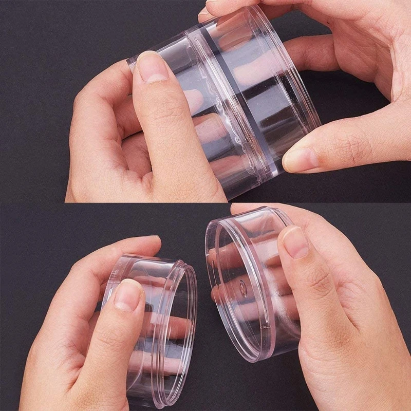 Plastic Container 5 Layer Joint Stackable Round Box Super Clear Accessories Organizer Box for Beads Crafts Findings 634D