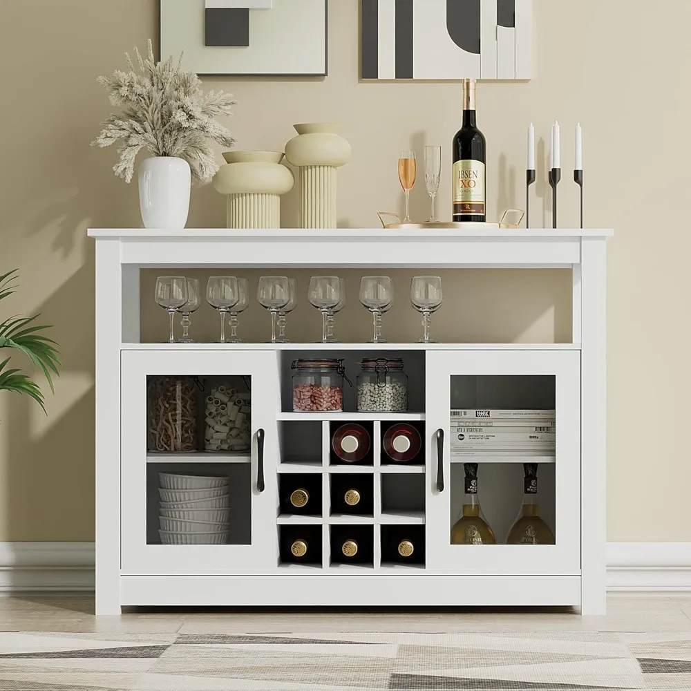 

Cozy Castle Coffee Bar Cabinet, 43" Buffet Sideboard Cabinet with Storage, Wine Liquor Bar Cabinet with Removable Wine Rack and