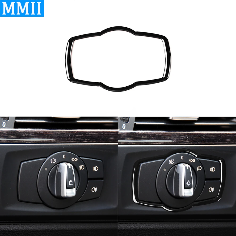 

For Bmw 3 Series 2008-2012 e90 e92 e93 Piano Black Thin Headlight Switch Button Frame Plastic Plate Decorative Strip Car Sticker
