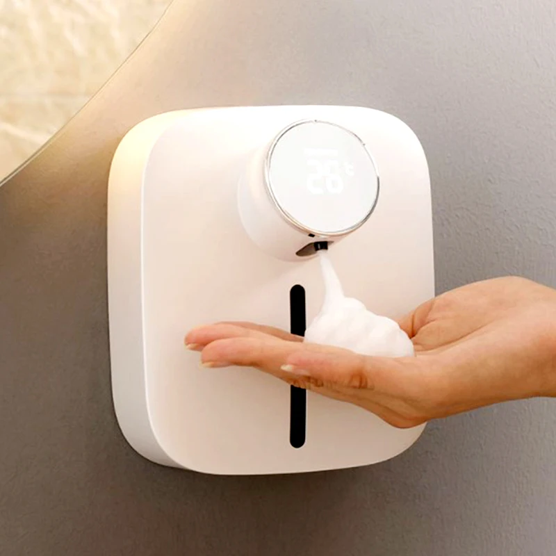 Distributeur automatique de savon sous forme de mousse, Rechargeable, avec affichage de la température, capteur intelligent sans contact, désinfectant pour les mains, pour salle de bain