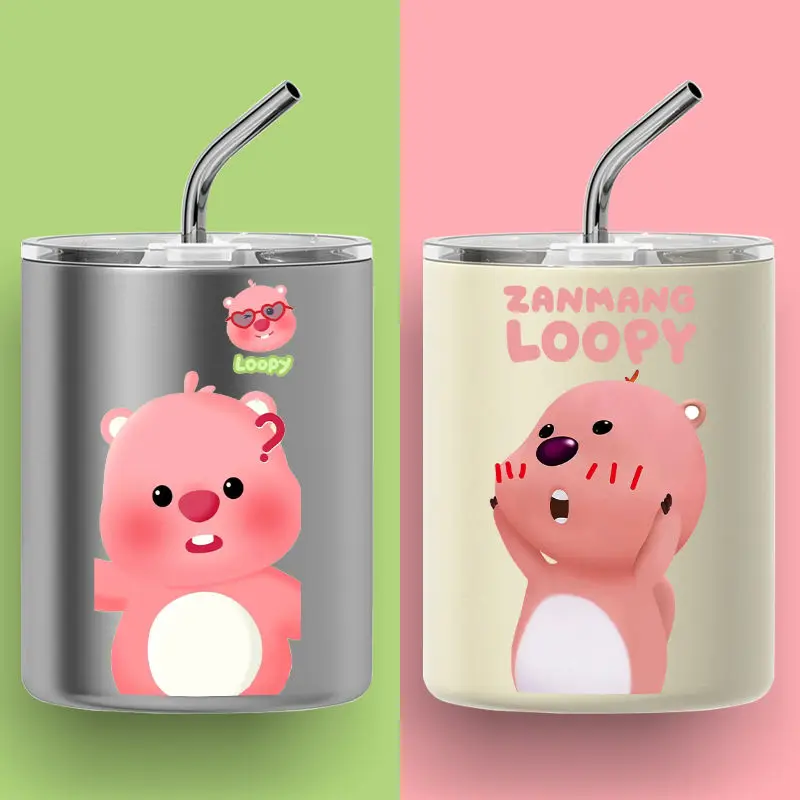 600Ml Kawaii Anime Loopy Thermos Cup Cute Cartoon Creative Water Cup 304 Stainless Steel Coffee Cup Tea Cup