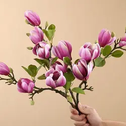 Artificial Flower Silk Magnolia Bouquet Diy Gift Photo Prop Wedding Bridal Festival Table Party Vase Home Outdoor Garden Decora