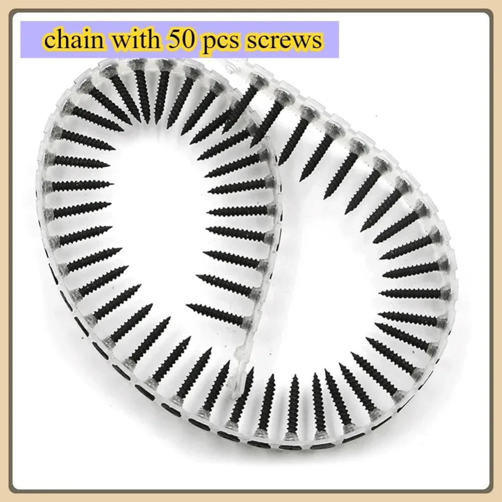 A nail chain with 50 screws is used for chain nail guns, woodworking power tools, drilling accessories for parts