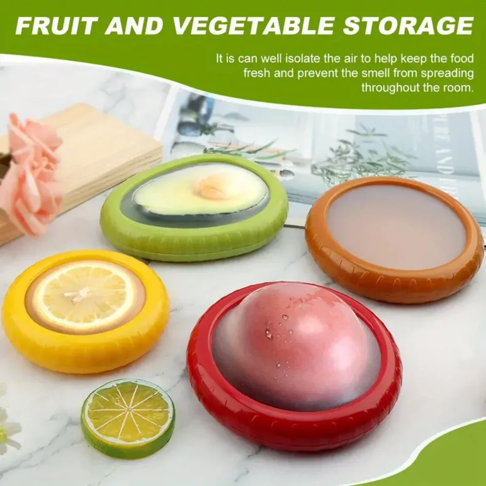 

1pc/4pc silicone fruit and vegetable fresh-keeping box, food storage container set, portable, stackable and leak proof, keeping