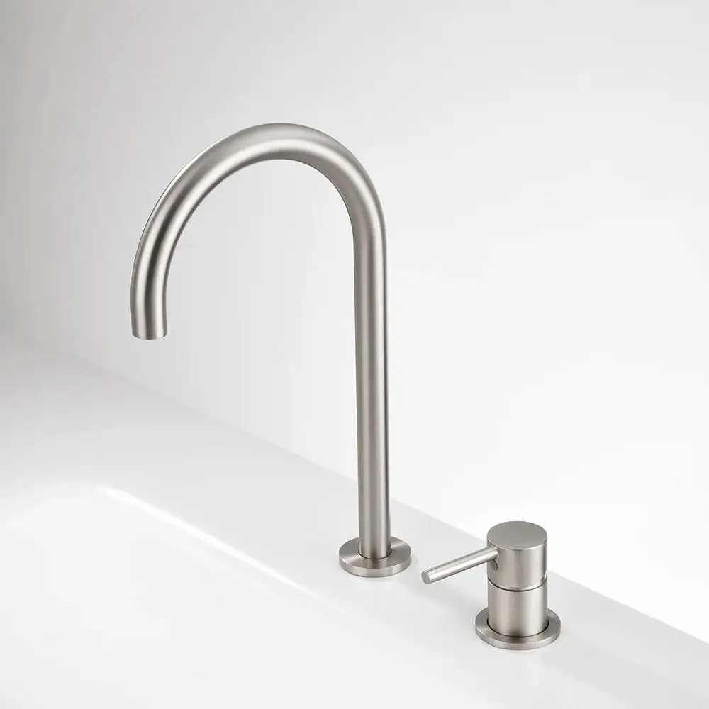 Nickel/Grey Brass Separate Bathroom Basin Faucet Double-Hole Single-Handle Hot And Cold Washbasin Faucet for Home