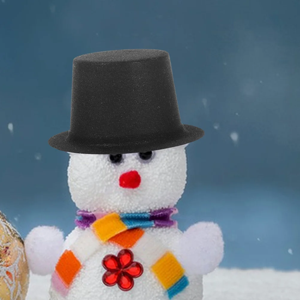 

50Pcs Black Mini Top Hats Durable PVC Material for Christmas DIY Decorations Party Supplies Mini Black Snowman Hat