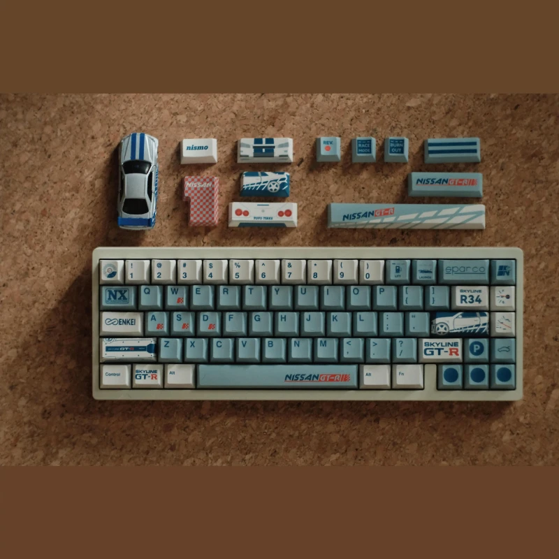 

Набор колпачков для клавиш с гоночным автомобилем GTR, PBT Cherry Profile, оригинальные колпачки для клавиш ручной работы на заказ, аксессуары для механической клавиатуры, подарок