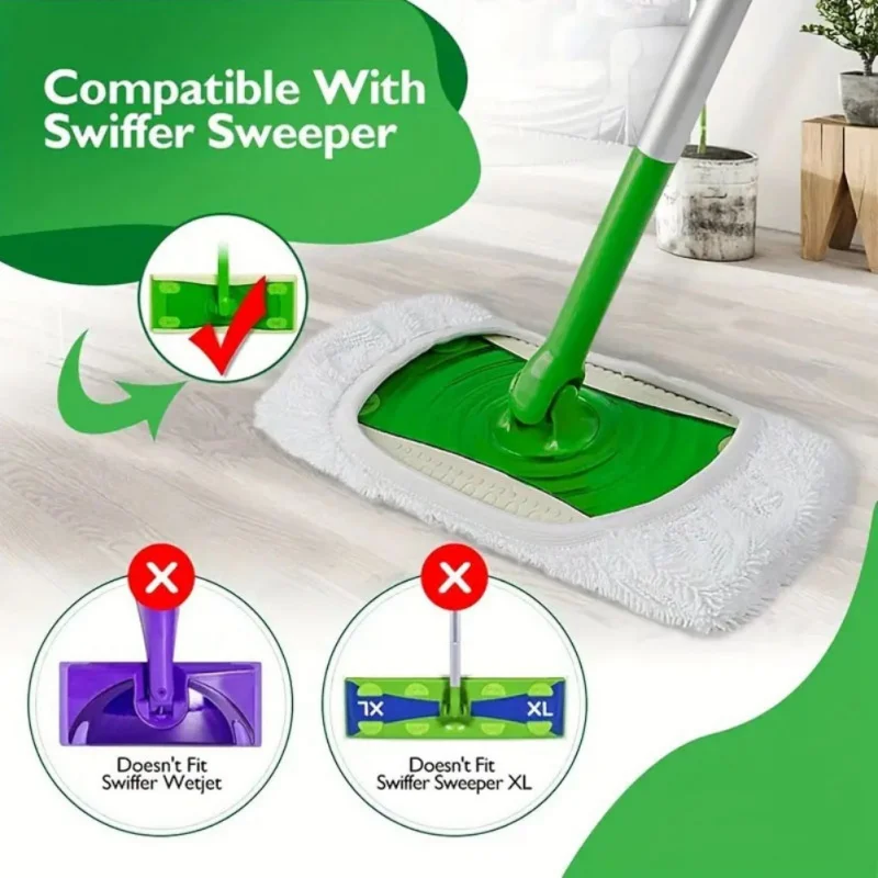 Microfiber Mop Replacement Heads Compatible with Swiffer Sweeper Easy Cleaning Mop Head Replacement for Household Floor Cleaning