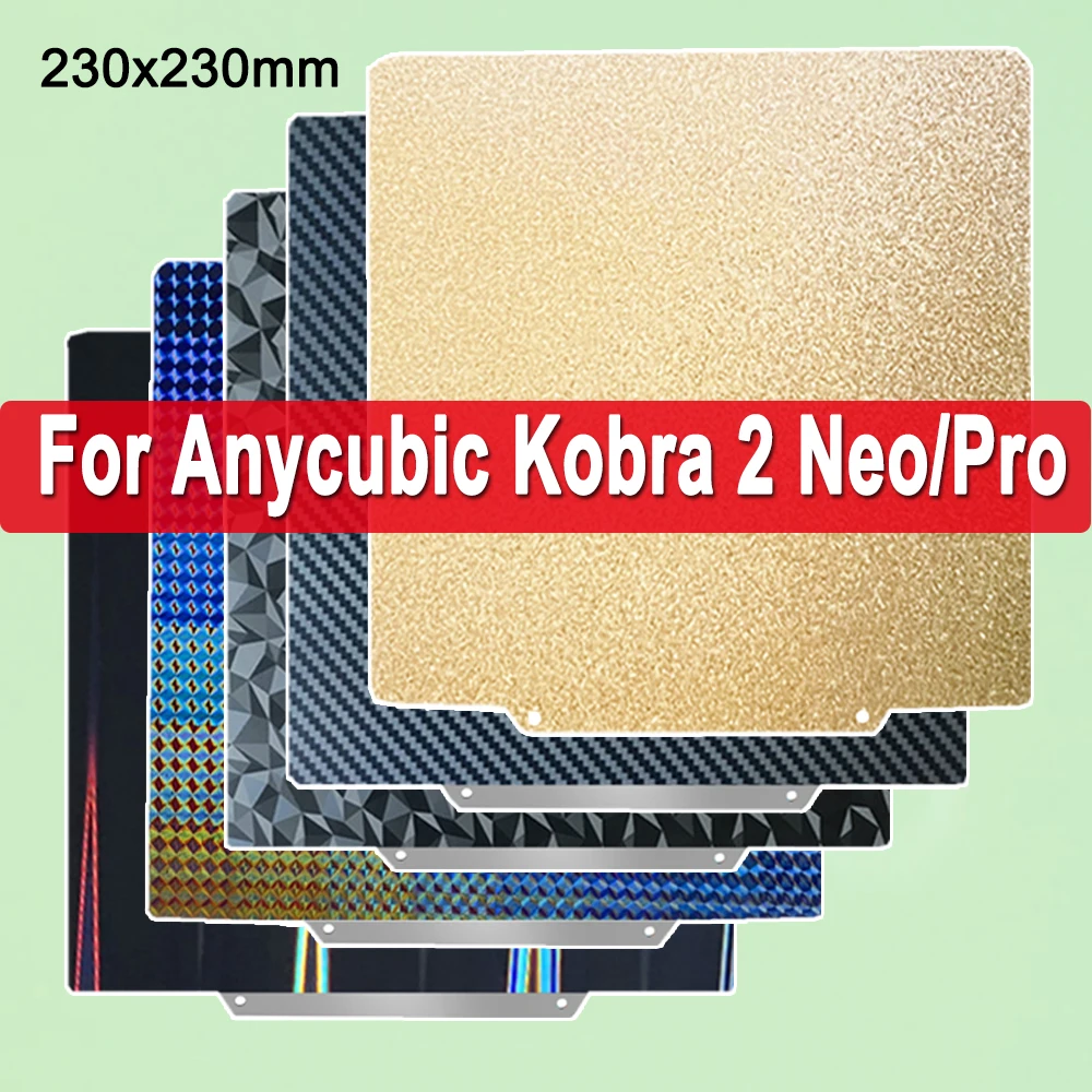 

PEI Sheet PEO PET for Anycubic Kobra 2 Neo/Pro Build Plate 230x230 Double Side Print Plate Spring Steel Sheet for Anycubic Kobra