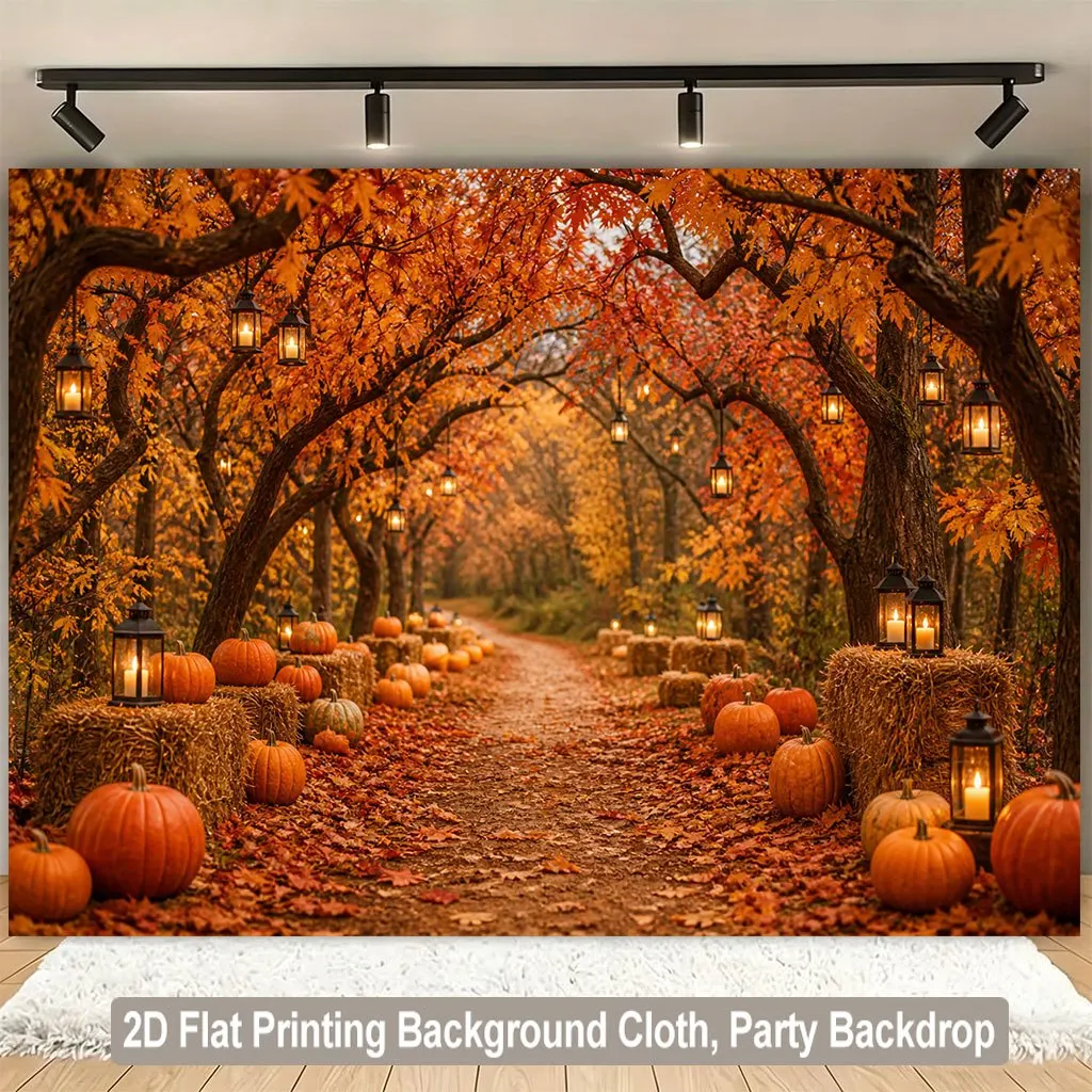 Large Autumn Forest Tapestry Wall Hanging Polyester Decor Fall Seasonal Photo Backdrop Rustic Leaf Pathway Home Party Background