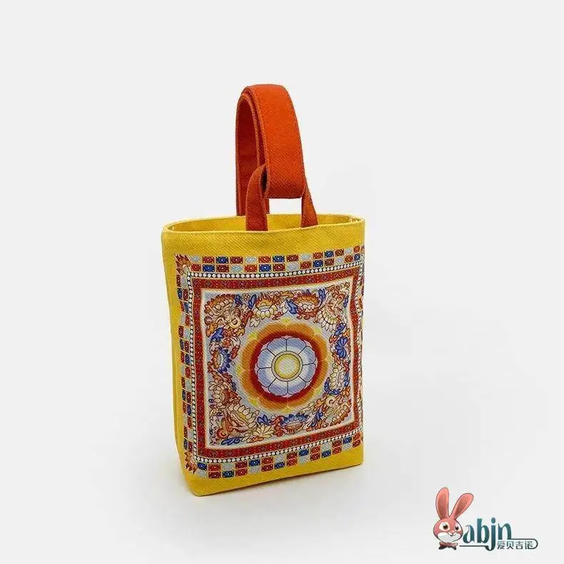 Dunhuang Flying  Small Bucket Handbag Mobile Phone Storage Bag Retro National Trend Casual Simple Style Women's Bag