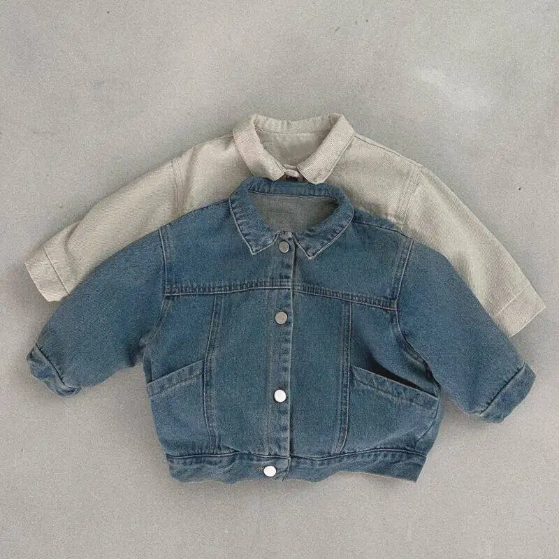 

2026 Spring New Children Denim Coat Fashion Girl Long Sleeve Laple Jacket Cute Baby Boys Casual Coat Kids Clothes