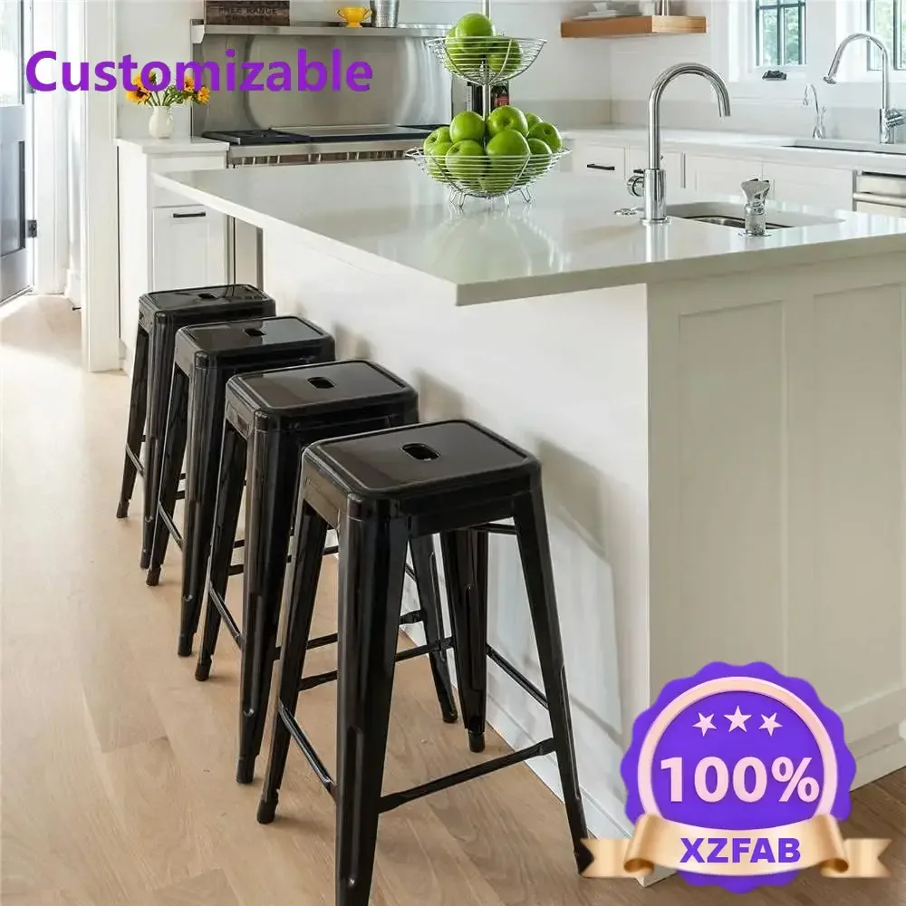 Factory Direct 2026 Modern Minimalist Indoor Stools Dining Chair Set 30 Inches Metal Bar  High Backless Stools Bar Height Stools